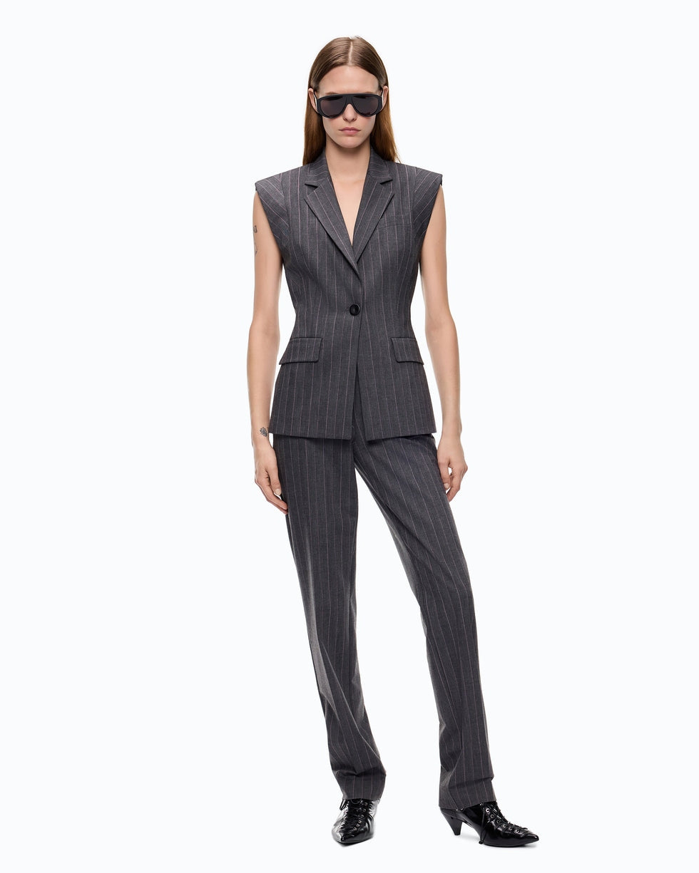 Gilet gessato in misto lana genista 107428A3FF IN4 PINKO 