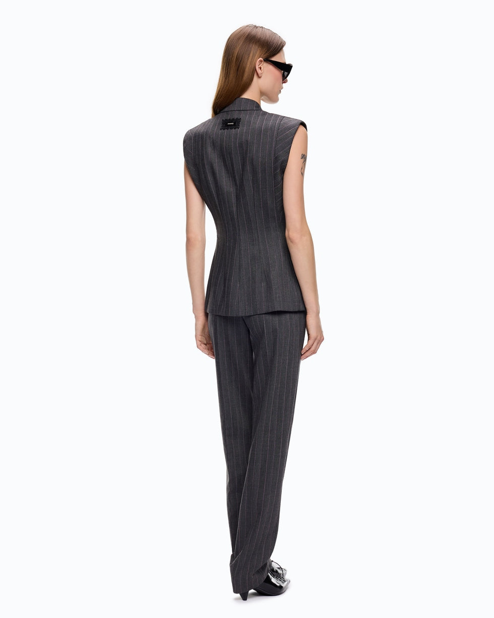 Gilet gessato in misto lana genista 107428A3FF IN4 PINKO 
