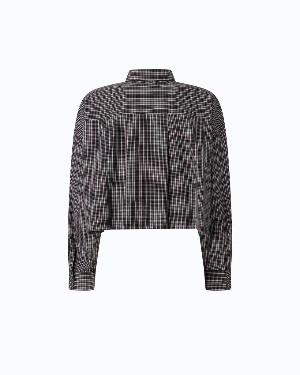 Camicia cropped a quadretti con cravatta carlina 107453A3FQ ZF6 PINKO 