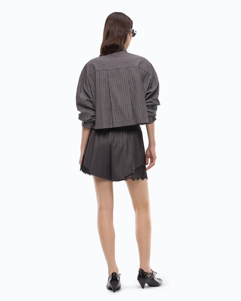 Camicia cropped a quadretti con cravatta carlina 107453A3FQ ZF6 PINKO 