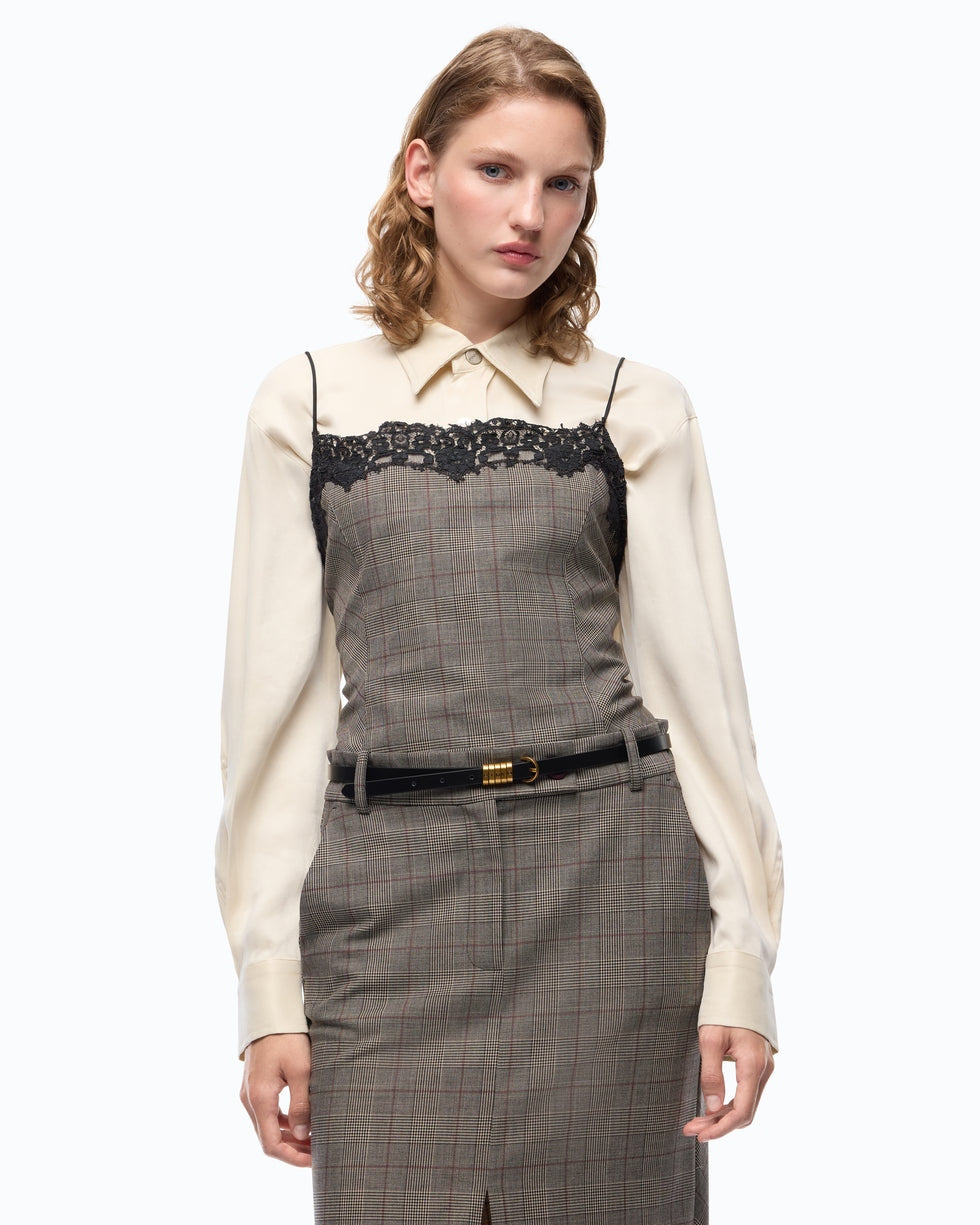Top a quadri con pizzo telipogon 107472A3FF CYZ PINKO 
