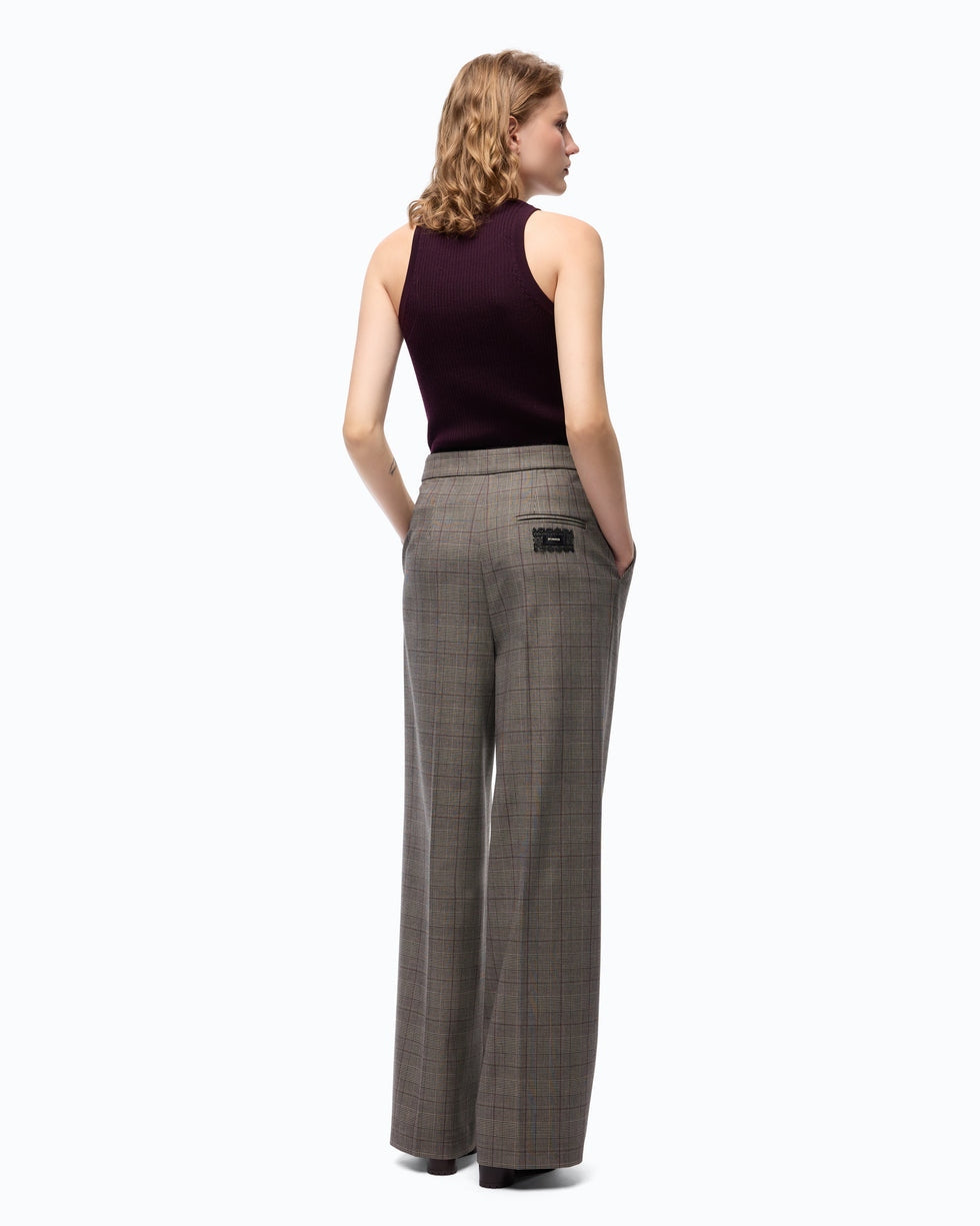 Pantaloni ampi a quadri plumeria 107476A3FF CYZ PINKO 