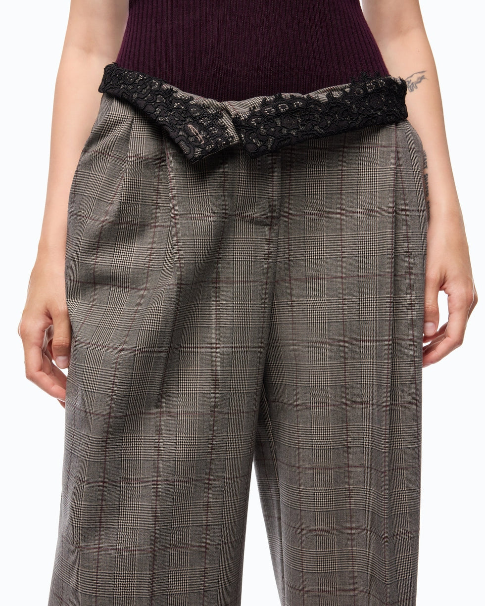 Pantaloni ampi a quadri plumeria 107476A3FF CYZ PINKO 