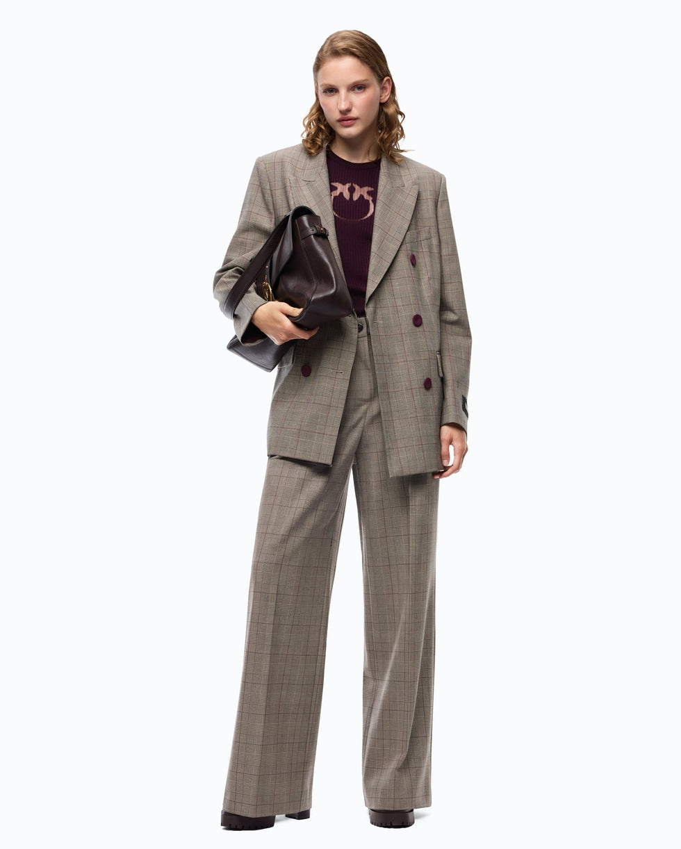 Pantaloni ampi a quadri plumeria 107476A3FF CYZ PINKO 