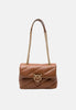 PINKO Borsa a tracolla Love Puff Classic marrone cognac per donna con trapuntatura chevron