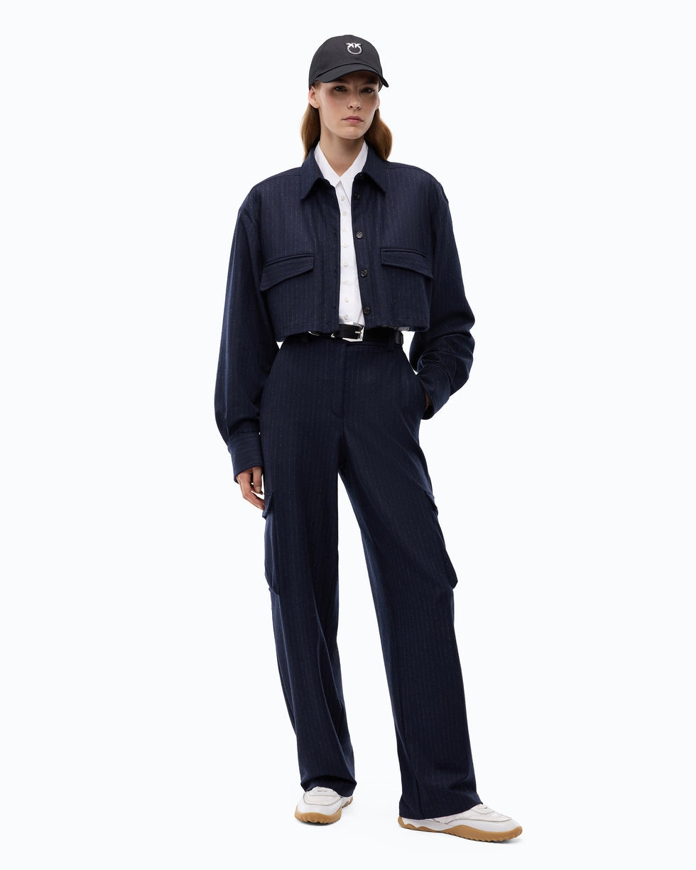 Camicia cropped gessata taurasi 107707A3MC EI1 PINKO 