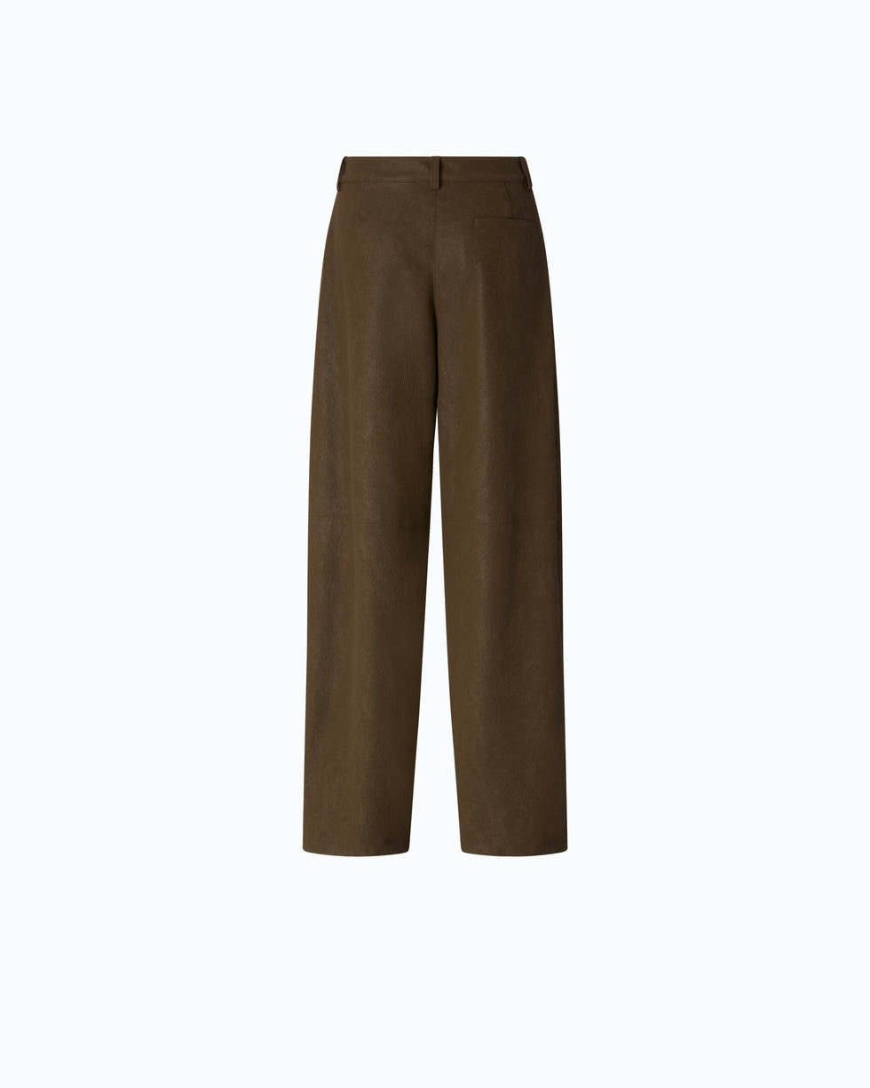 Pantaloni straight effetto pelle nabuk barolo 107710A3MD X51 PINKO 