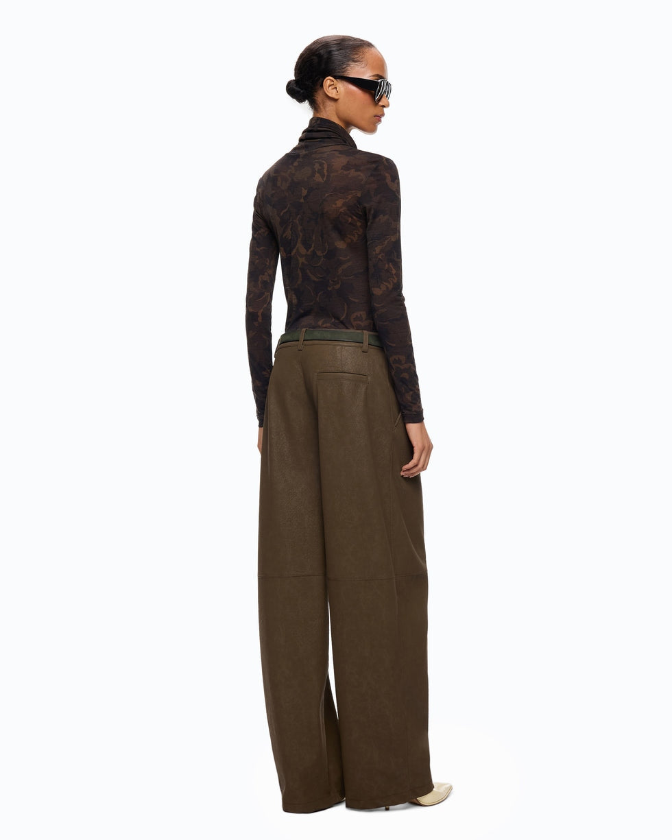 Pantaloni straight effetto pelle nabuk barolo 107710A3MD X51 PINKO 