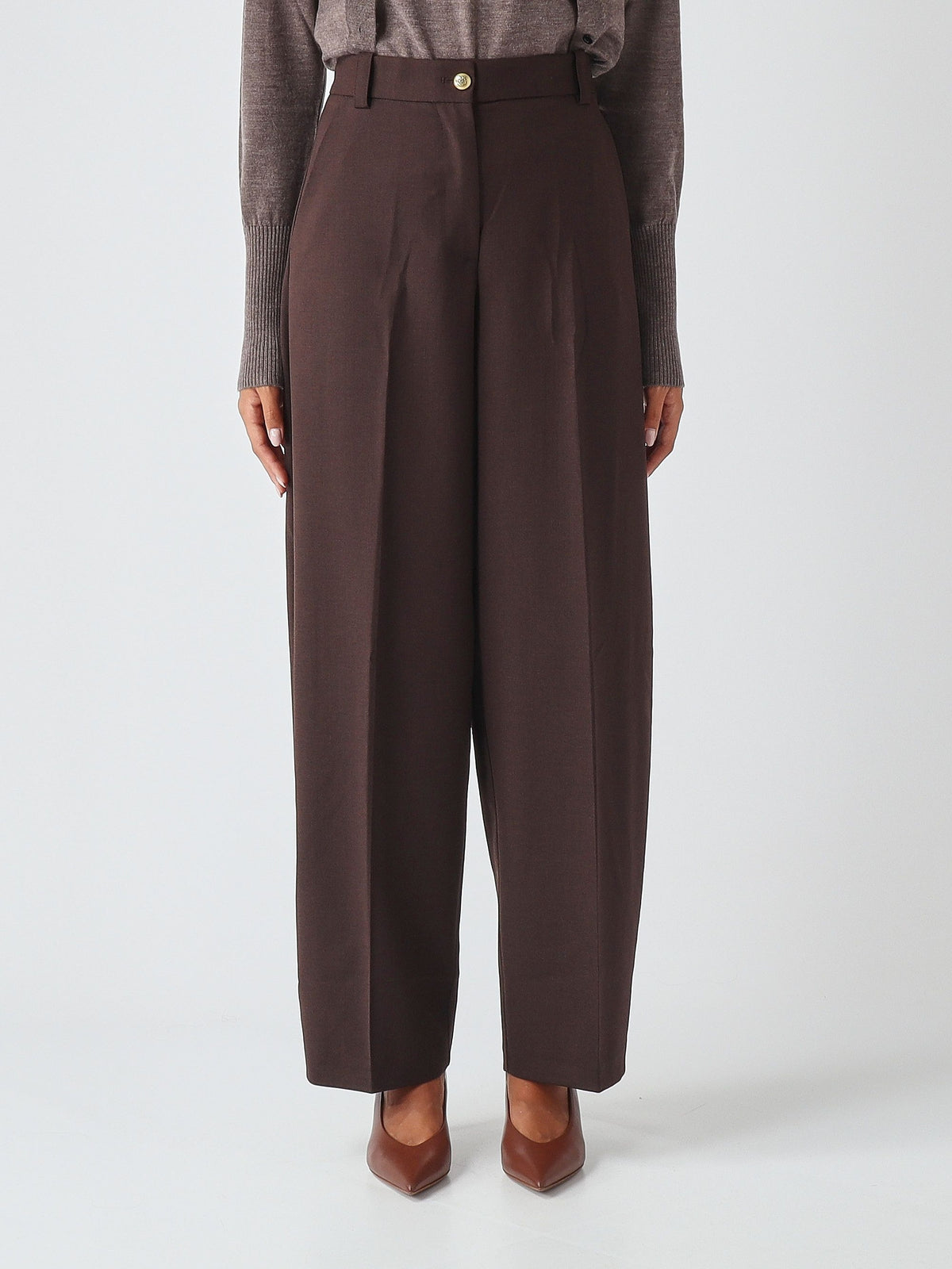 PANTALONI BARREL FIT IN MISTO LANA BALBINO PINKO 107712A3MS M04 PINKO 
