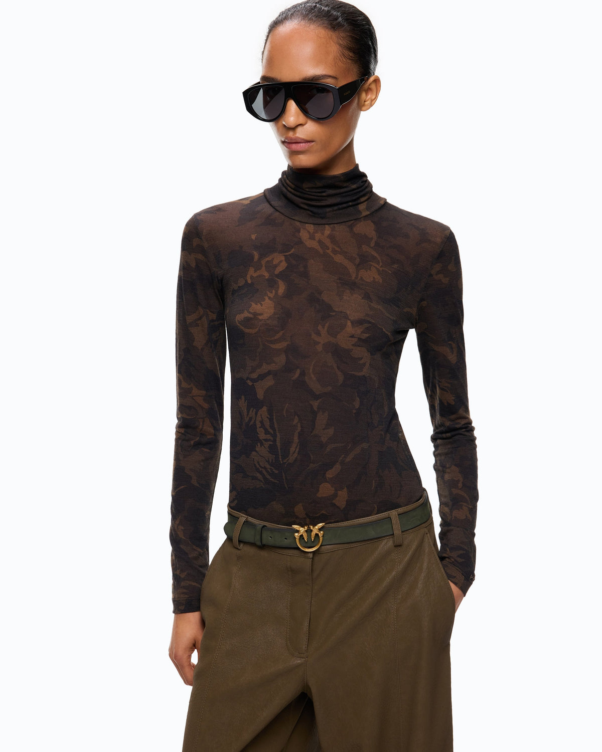 Dolcevita con stampa camouflage floreale brendola 107735A3MT SD3 PINKO 