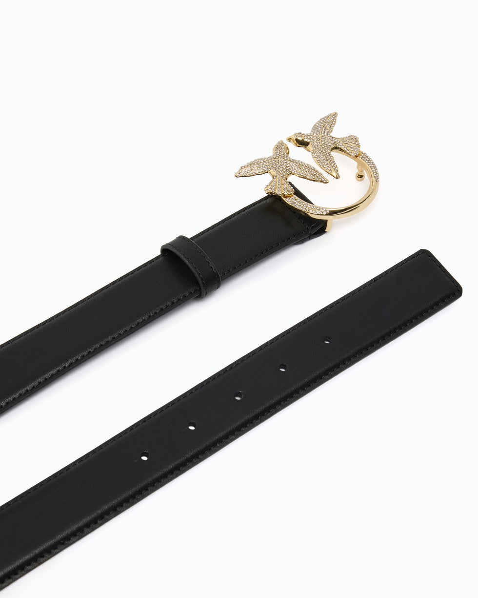 Cintura in pelle con fibbia Love Birds gioiello 2,5 cm 107758A0F1 Z99Y PINKO 