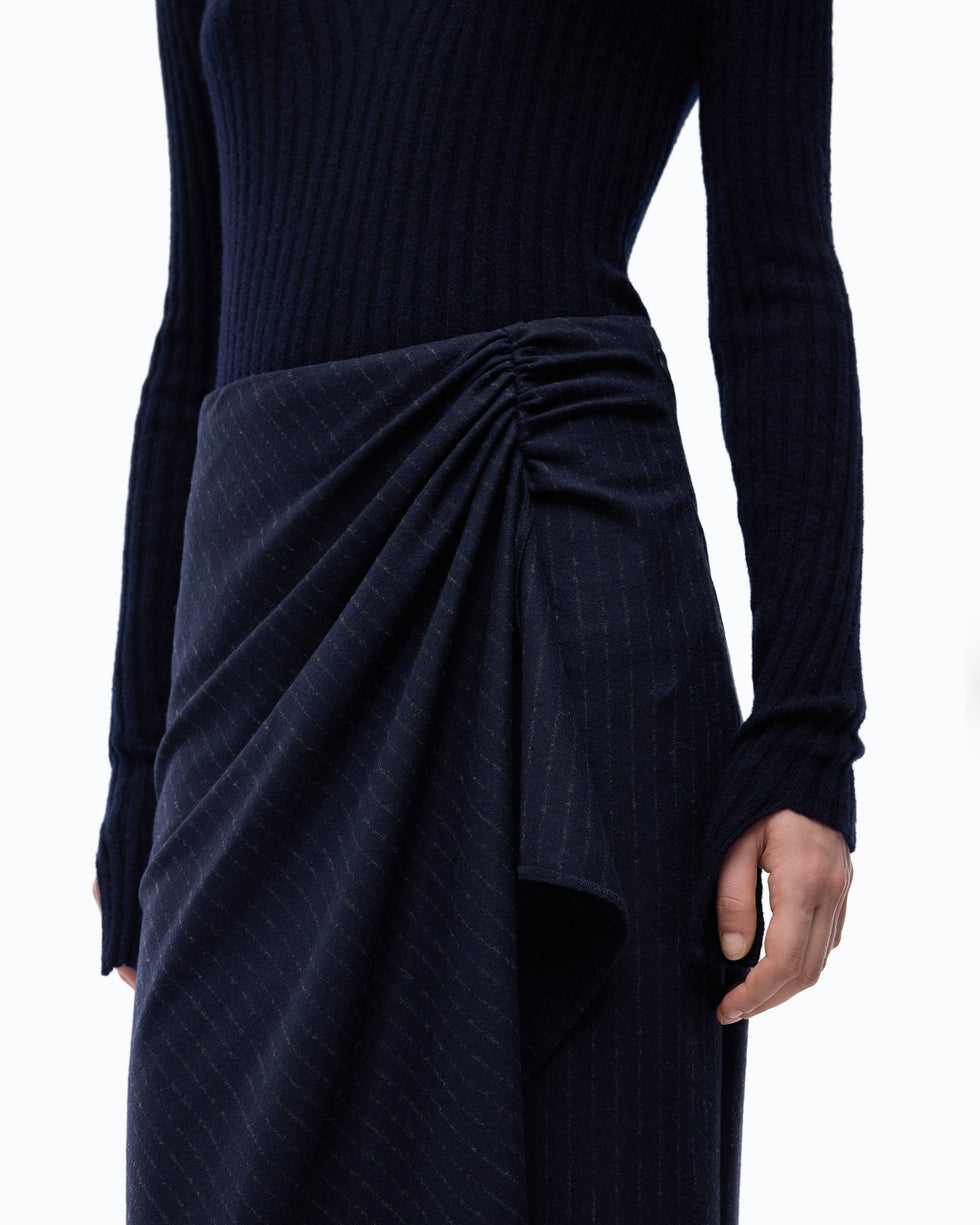 Abito midi in lana con gonna gessata dianella 107795A3MC EI1 PINKO 
