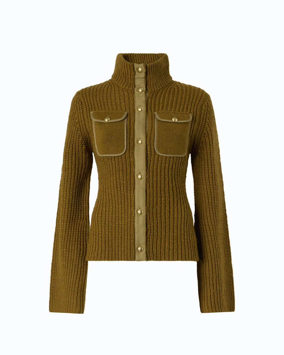 Cardigan a coste con tasche pispiglio 107802A3OH V63 PINKO 