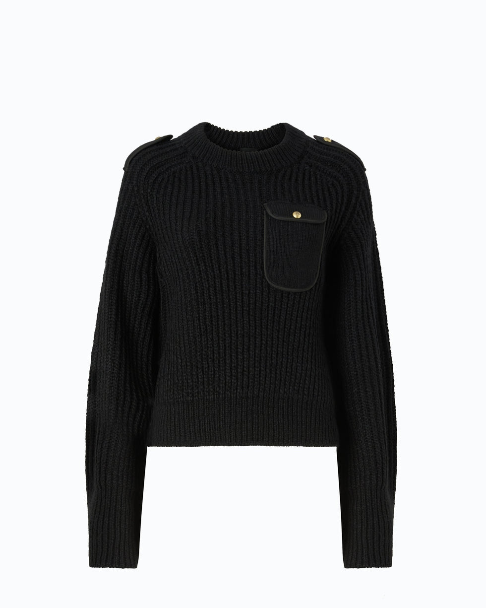 Maglia a coste con taschino miagolio 107803A3OH Z99 PINKO 