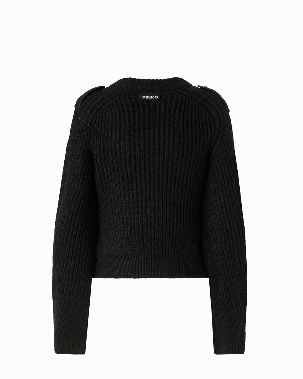 Maglia a coste con taschino miagolio 107803A3OH Z99 PINKO 