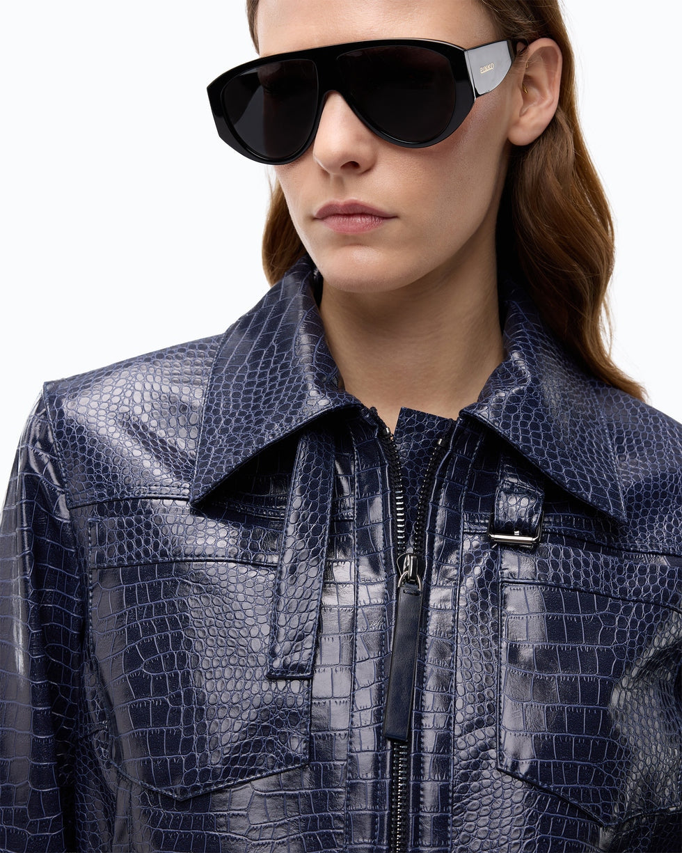Giubbino aviator effetto pelle di coccodrillo<BR/>bonarda 107858A3MR F92 PINKO 