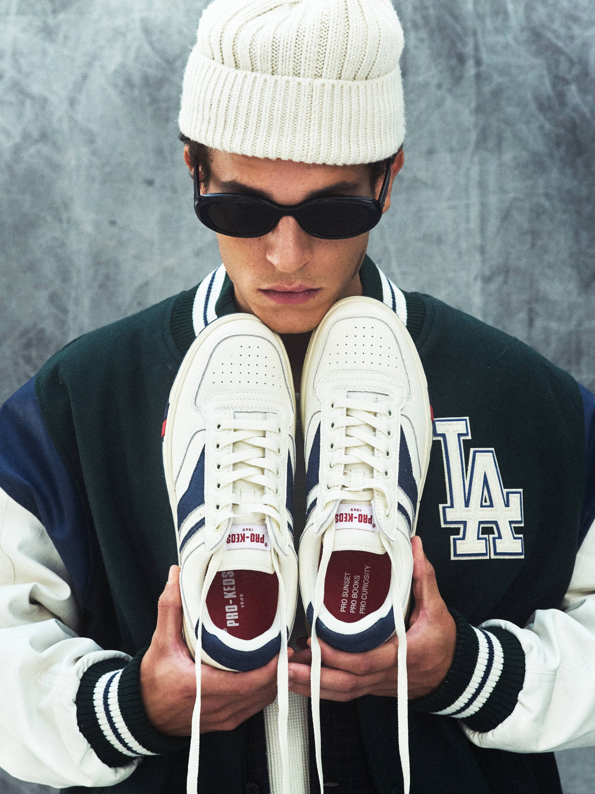 Sky in Pelle Crema e Blu<BR/><BR/> SK426SLM CB00005 PRO-KEDS 