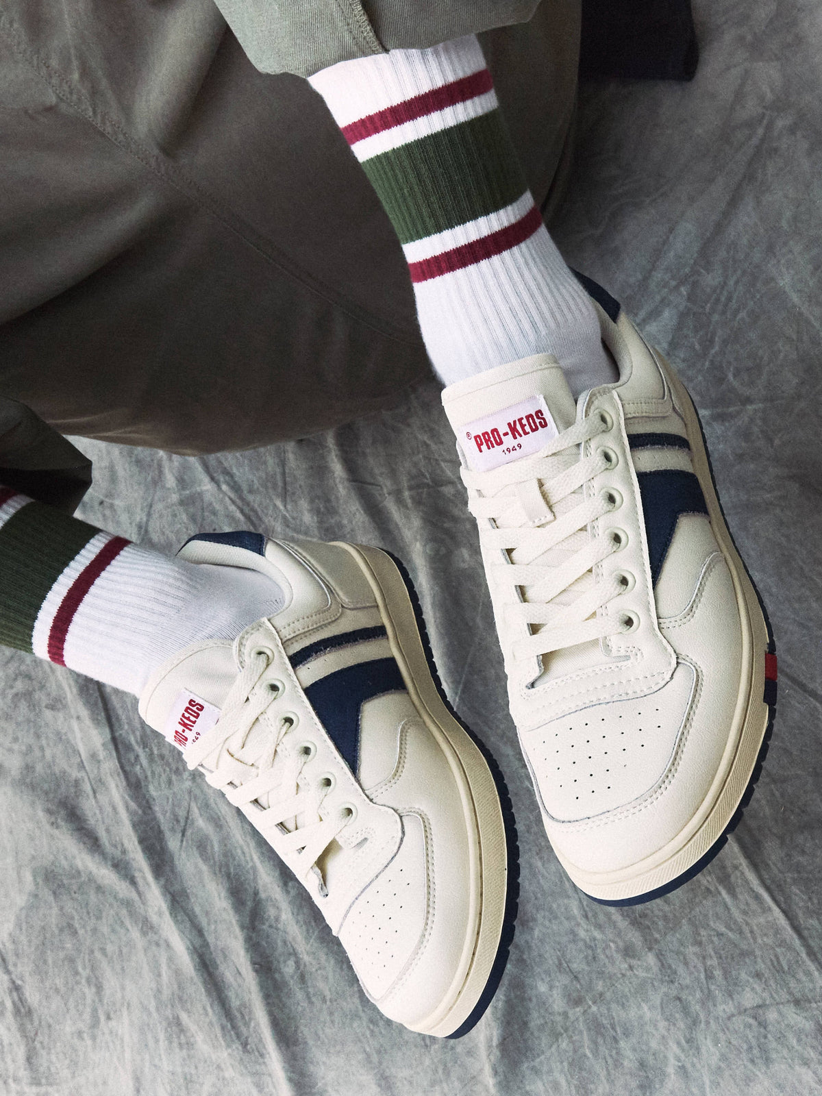 Sky in Pelle Crema e Blu<BR/><BR/> SK426SLM CB00005 PRO-KEDS 