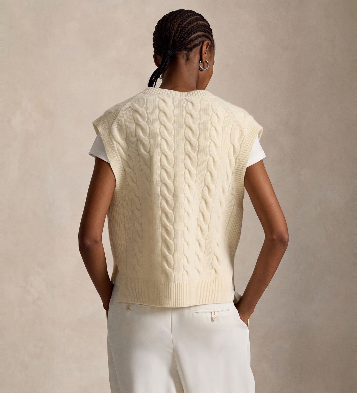 Gilet in maglia di lana e cashmere a trecce 211949994 002 RALPH LAUREN 