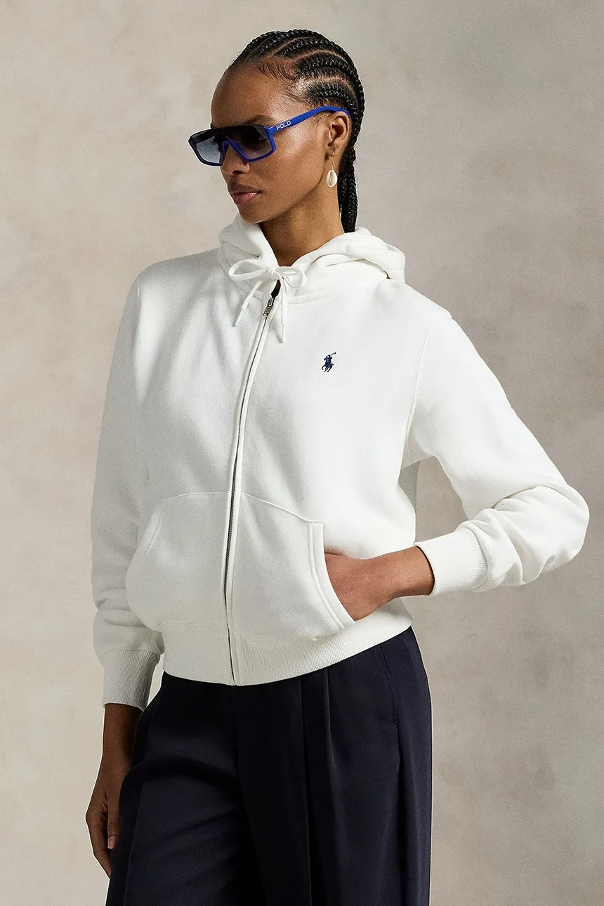 Felpa con cerniera e cappuccio in cotone da donna<BR/> 211971699 001 RALPH LAUREN 