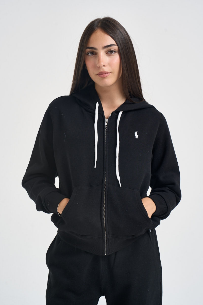 Felpa con cerniera e cappuccio in cotone da donna<BR/> 211971699 003 RALPH LAUREN 