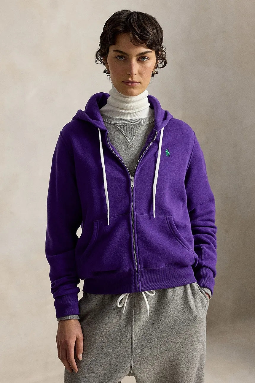Felpa con cerniera e cappuccio in cotone da donna<BR/> 211971699 505 RALPH LAUREN 