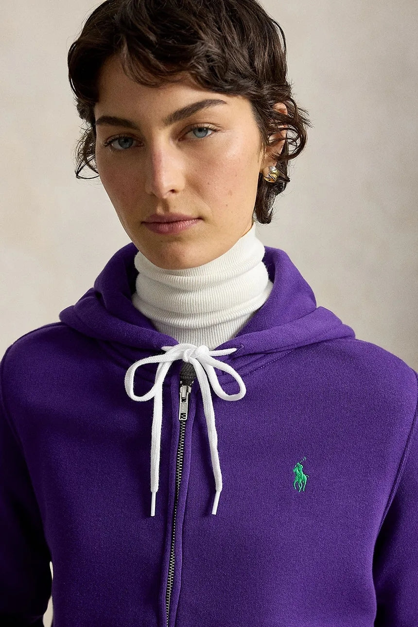 Felpa con cerniera e cappuccio in cotone da donna<BR/> 211971699 505 RALPH LAUREN 