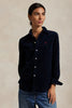 camicia donna in velluto a coste blu navy