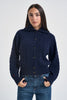 cardigan donna in maglia a trecce blu navy