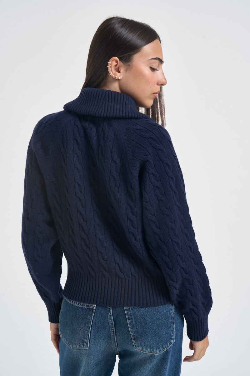 cardigan donna in maglia a trecce blu navy 211B17757 001 RALPH LAUREN 