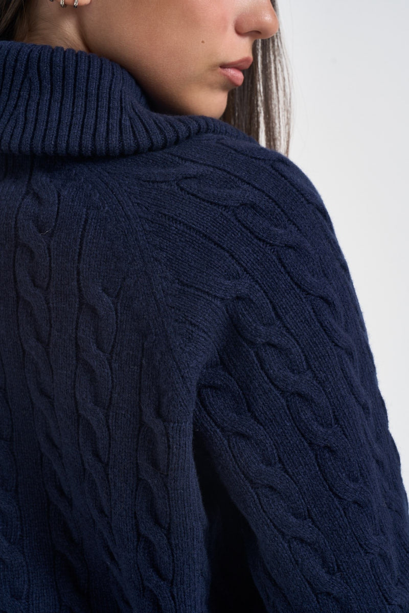 cardigan donna in maglia a trecce blu navy 211B17757 001 RALPH LAUREN 