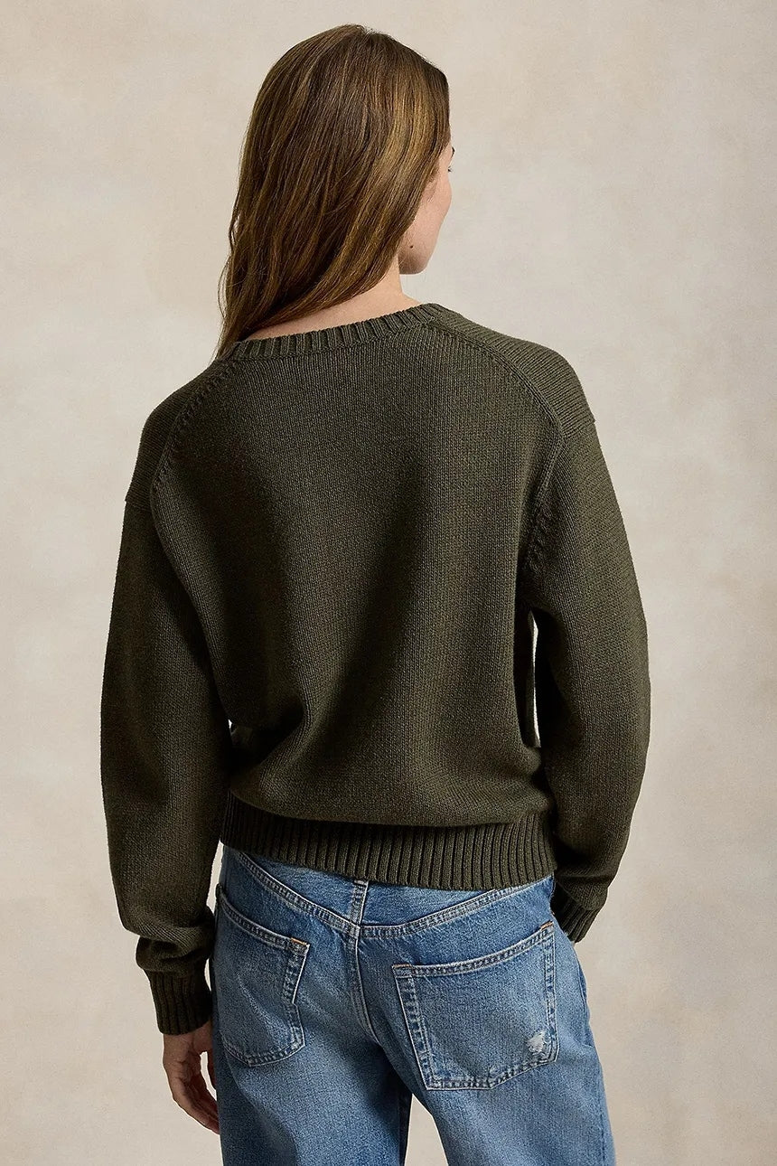 Maglione da donna in cotone orsetto 211B17762 001 RALPH LAUREN 