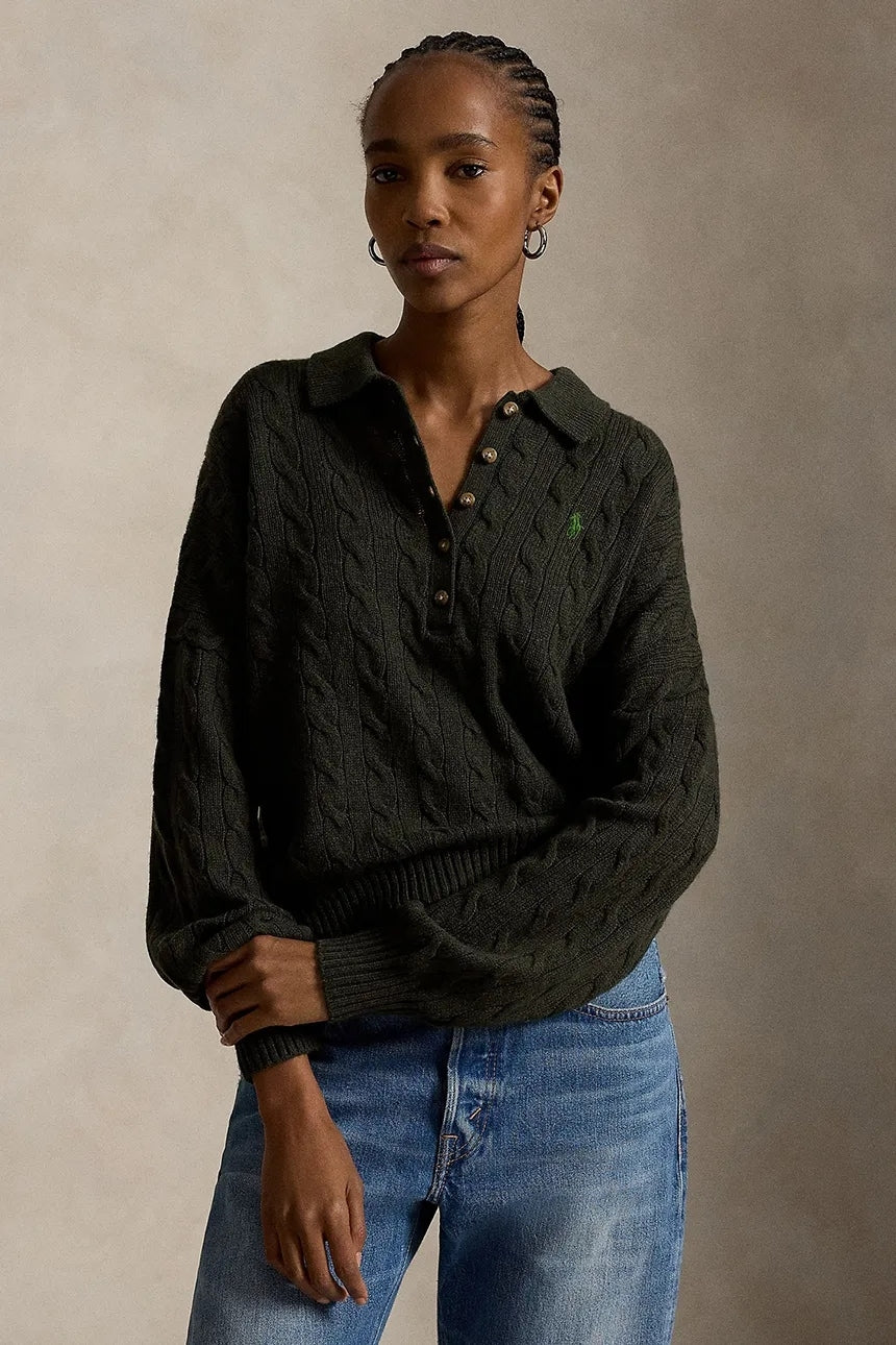 Maglione da donna in lana stile polo 211B17767 002 RALPH LAUREN 