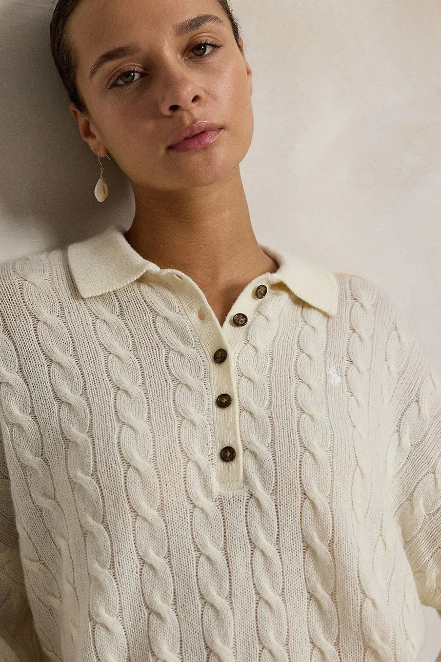 Maglione da donna in lana stile polo<BR/> 211B17767 007 RALPH LAUREN 
