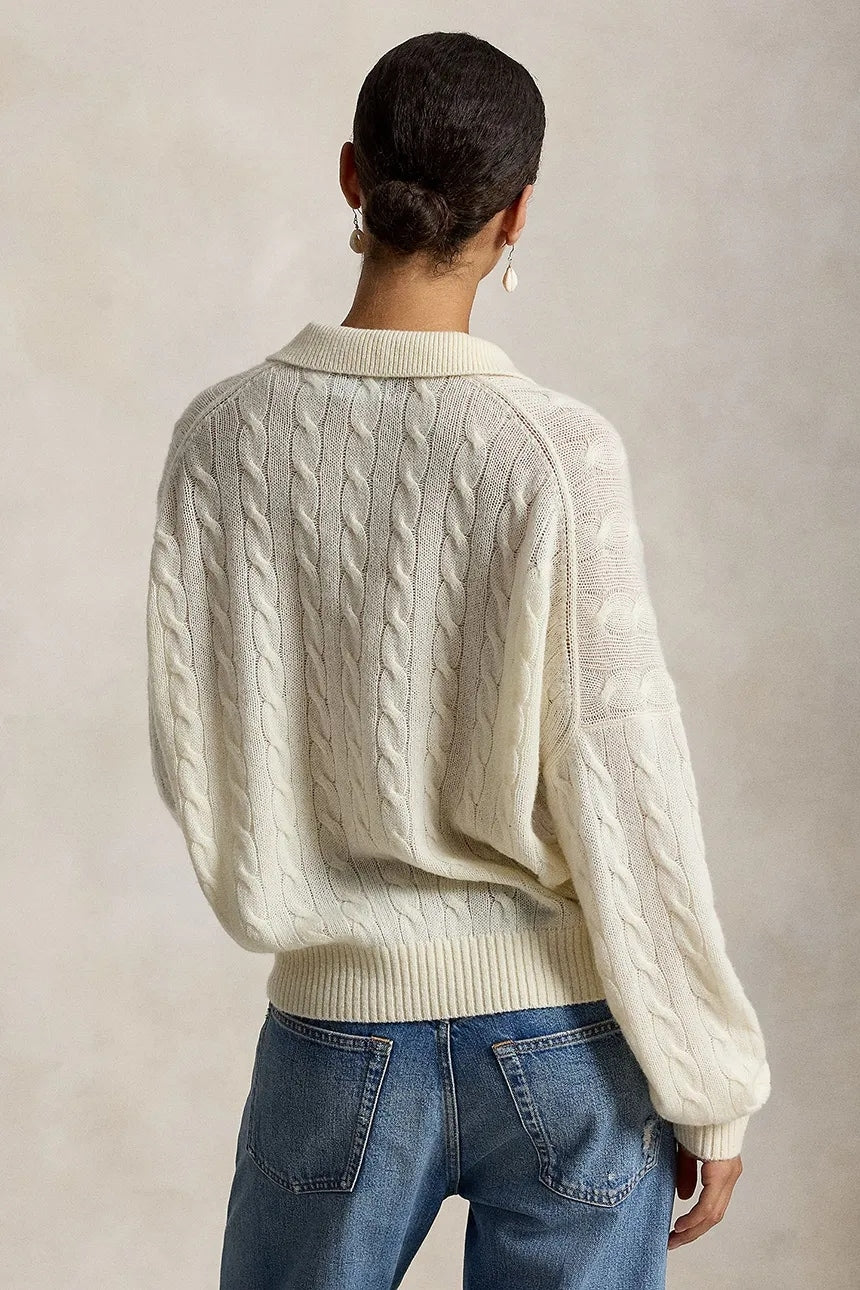 Maglione da donna in lana stile polo<BR/> 211B17767 007 RALPH LAUREN 
