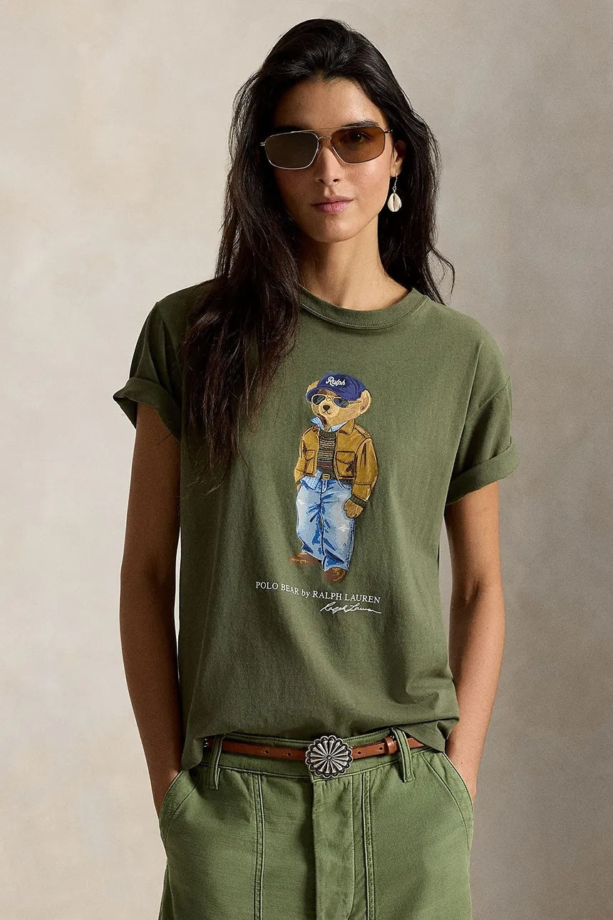 T-shirt da donna in cotone Polo Bear 211B17806 001 RALPH LAUREN 