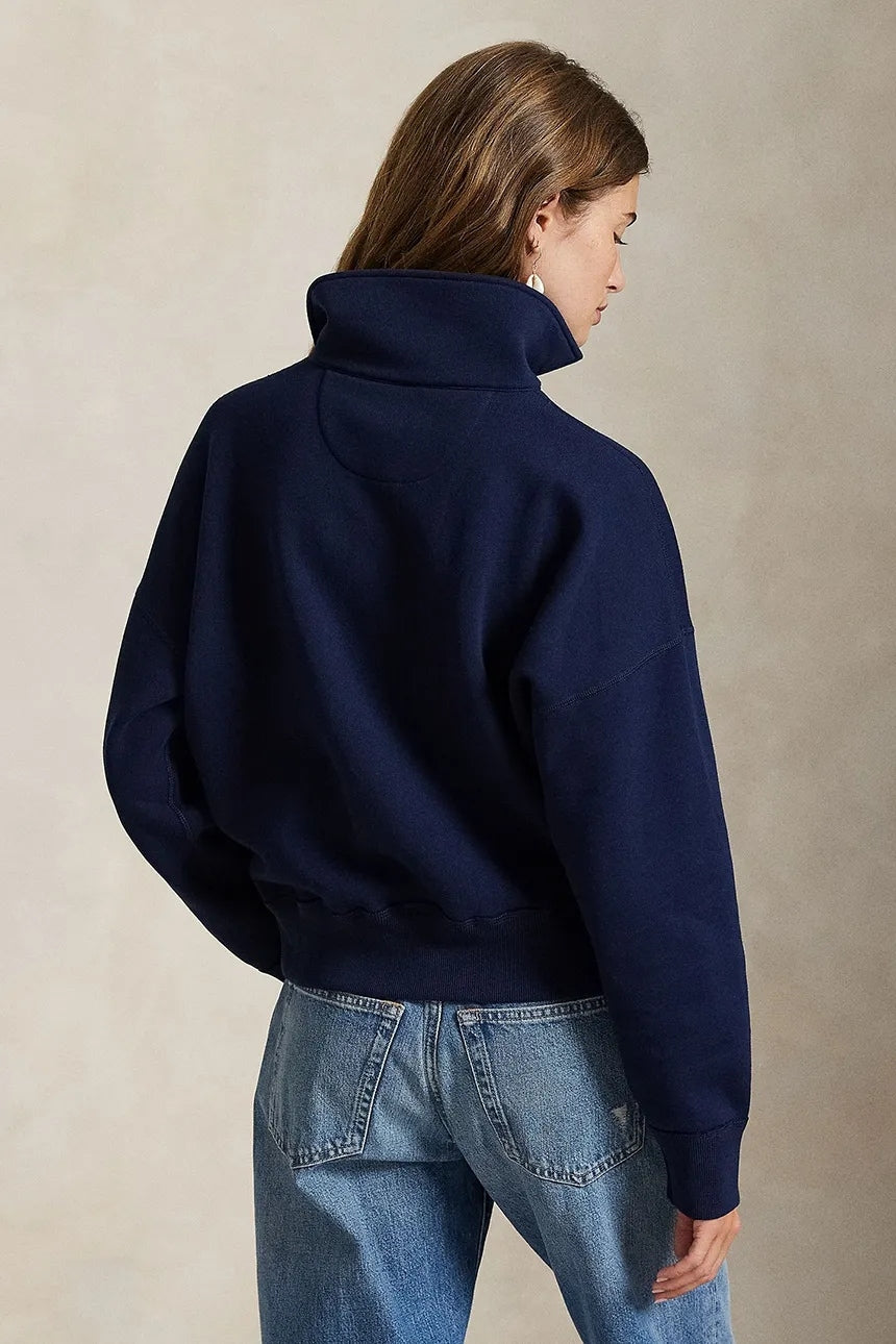 Felpa da donna mezza zip in cotone<BR/> 211B18685 010 RALPH LAUREN 