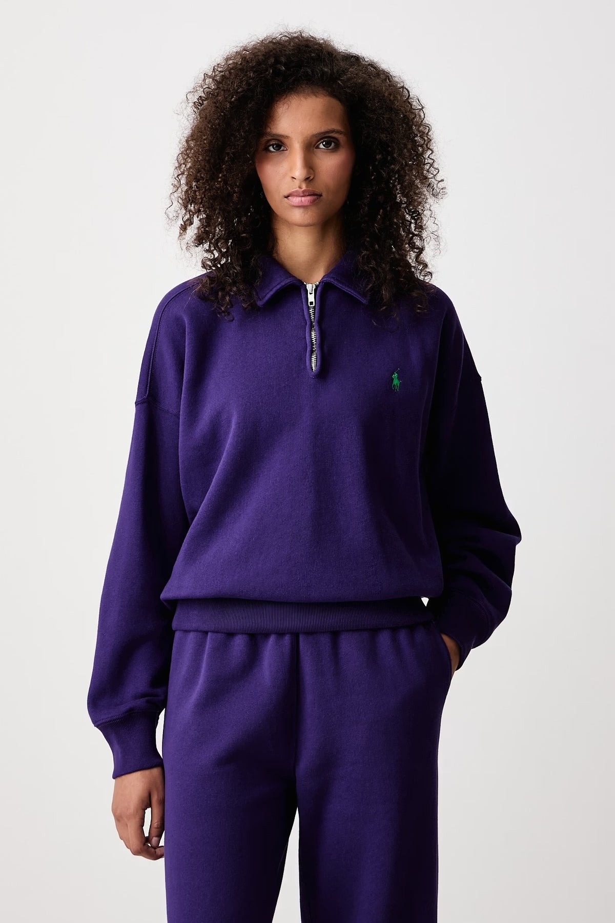 Felpa da donna mezza zip in cotone<BR/> 211B18685 015 RALPH LAUREN 