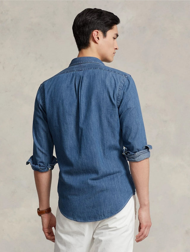 Camicia in Denim Slim Fit Blu<BR/> 710548539 001 RALPH LAUREN 