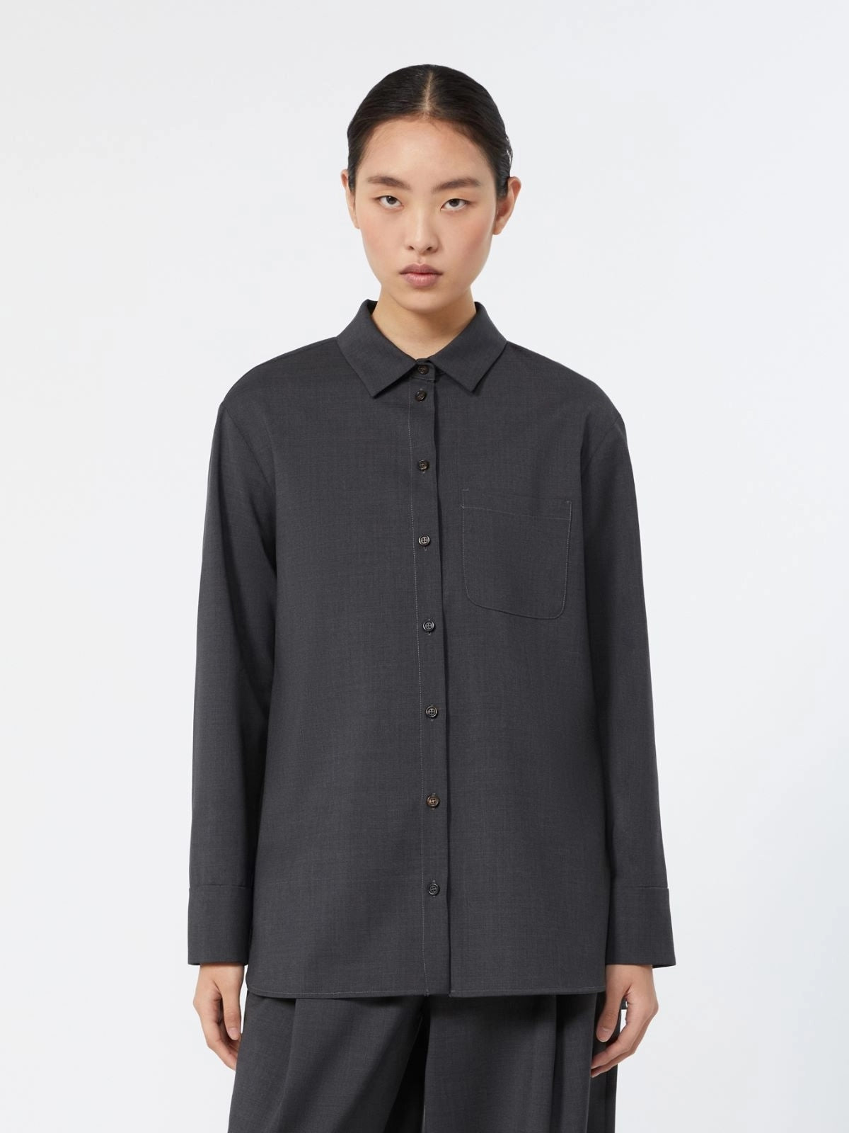 'S MAX MARA Camicia basic in tela di lana SMMOPERA 016 S MAX MARA 