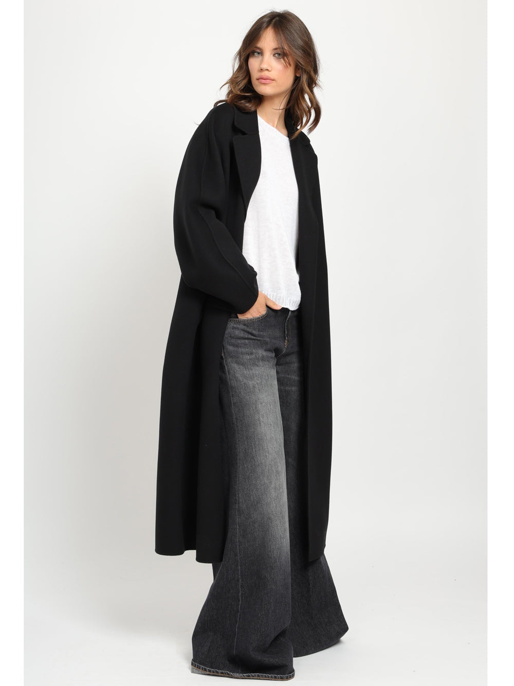 'S MAX MARA Cappotto lungo a vestaglia in drap di lana SMMPENELOPE 013 S MAX MARA 