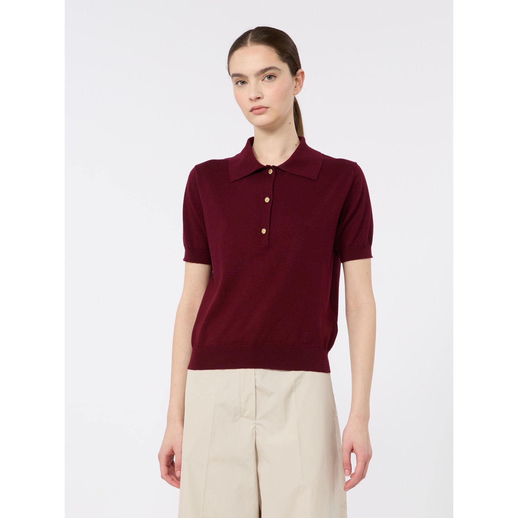 'S MAX MARA Polo in filato di cotone, seta e cachemire SMMPOMPOSA 002 S MAX MARA 