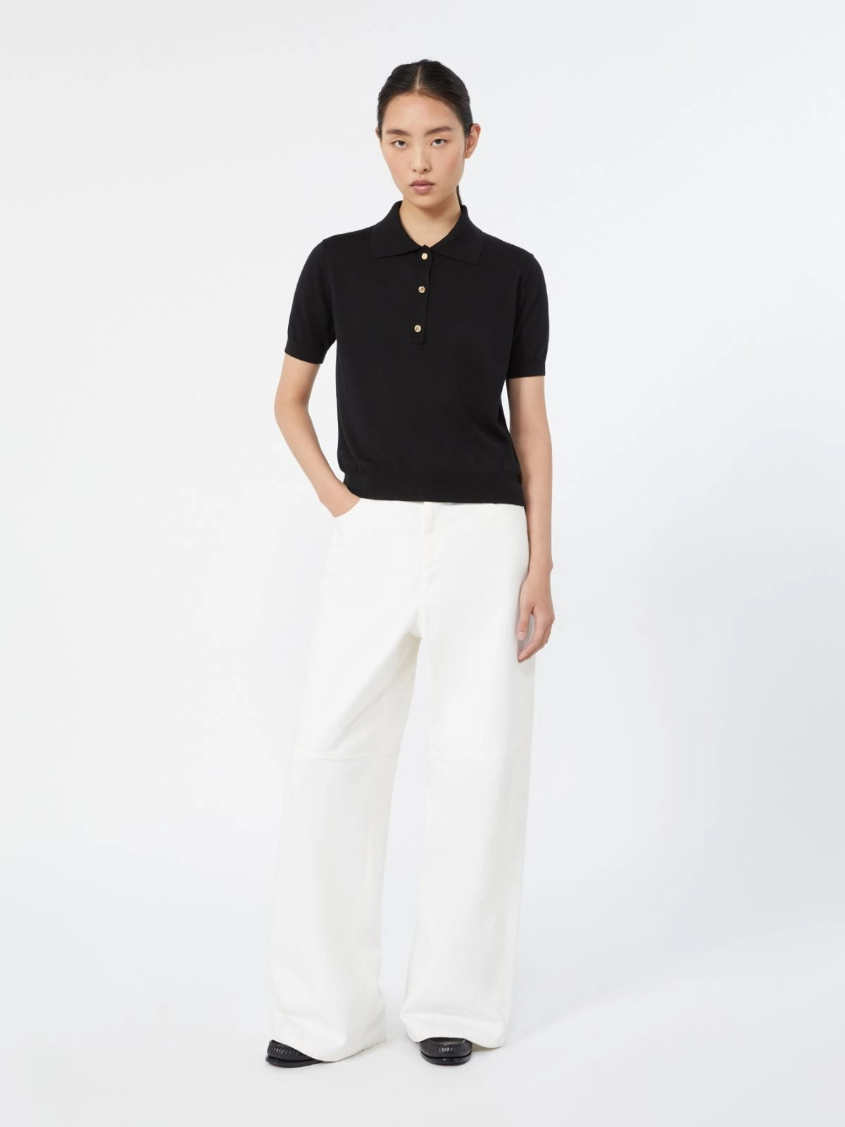 'S MAX MARA Polo in filato di cotone, seta e cachemire SMMPOMPOSA 007 S MAX MARA 