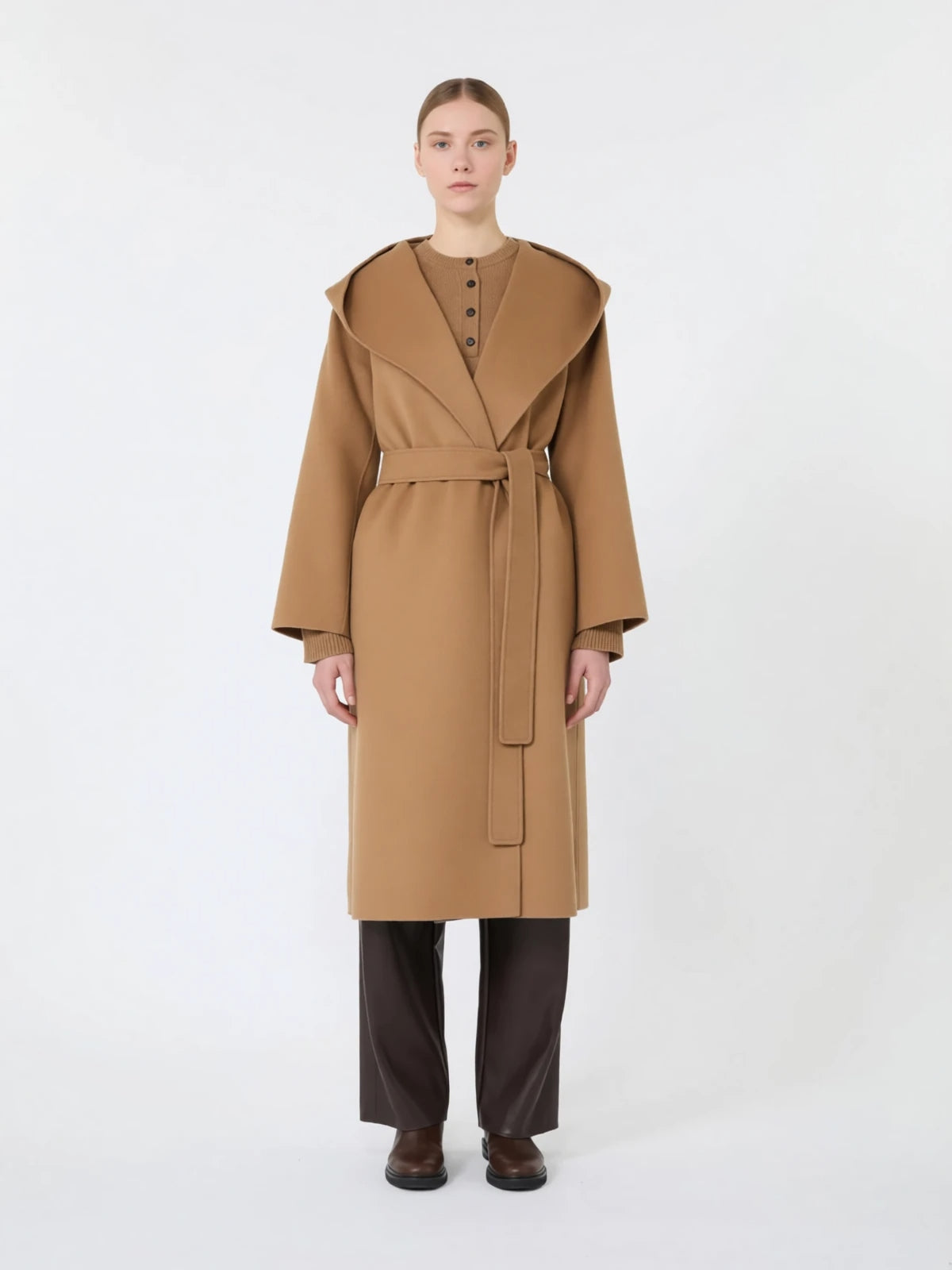 'S MAX MARA Cappotto in pura lana con cappuccio SMMROMOLO 045 S MAX MARA 