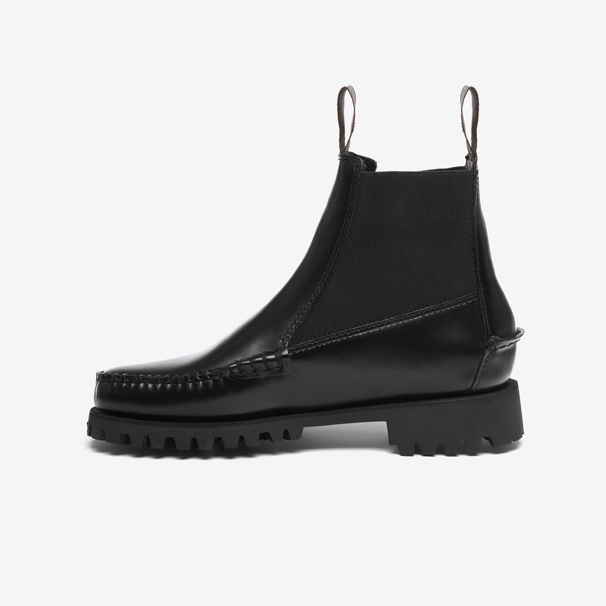 CALLIOPE LUG WOMAN<BR/>Stivaletto Chelsea Sebago con suola carrarmato in pelle nero da donna 72124CW BLACK SEBAGO 