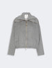 Bomber in pura lana con davantino rimovibile - grigio medio