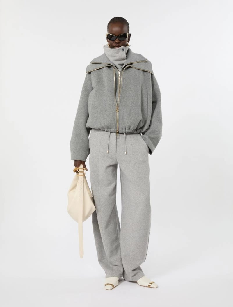 Bomber in pura lana con davantino rimovibile - grigio medio SPXEMIRO 022 SPORTMAX 