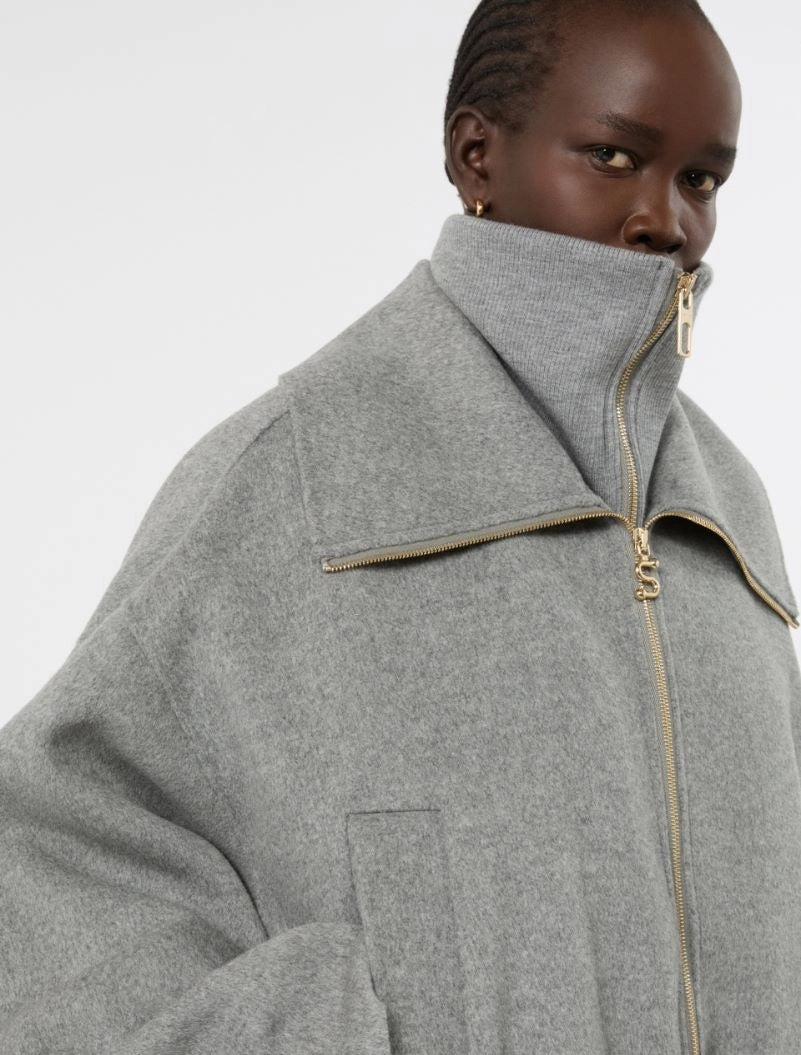 Bomber in pura lana con davantino rimovibile - grigio medio SPXEMIRO 022 SPORTMAX 