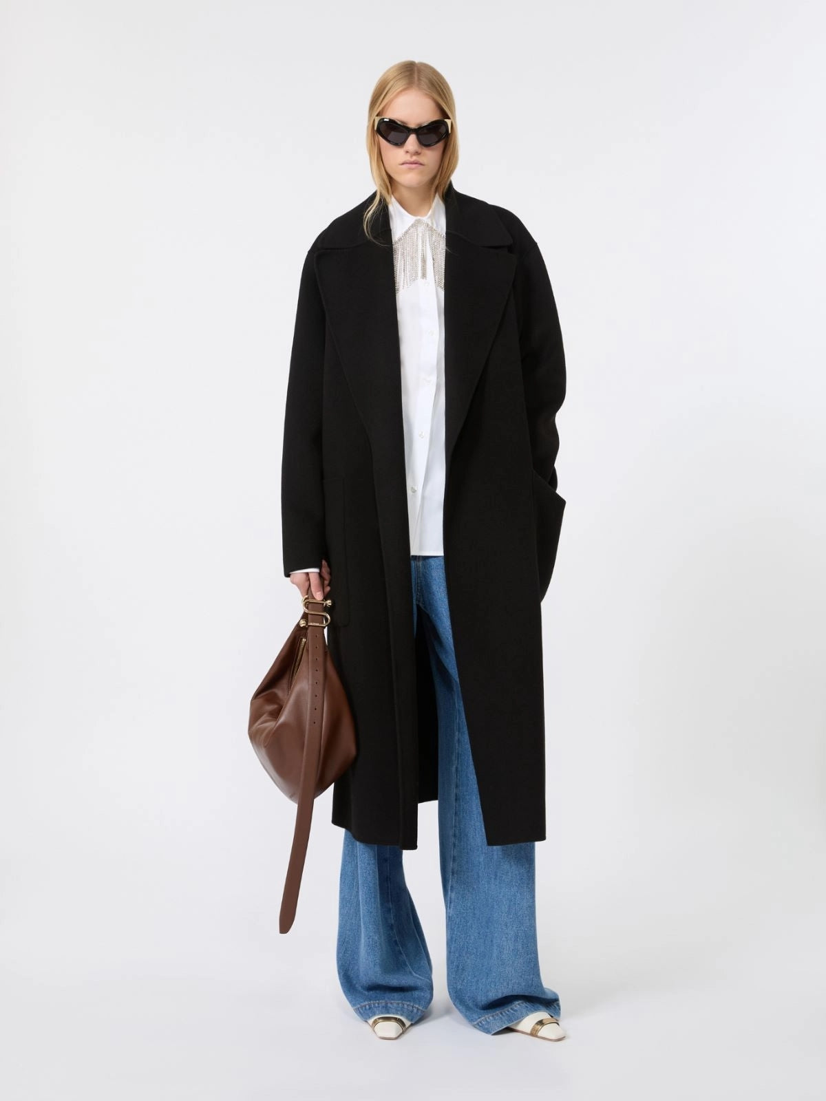 SPORTMAX<BR/>Cappotto oversize in double di lana - Nero SPXZANNATA 013 SPORTMAX 