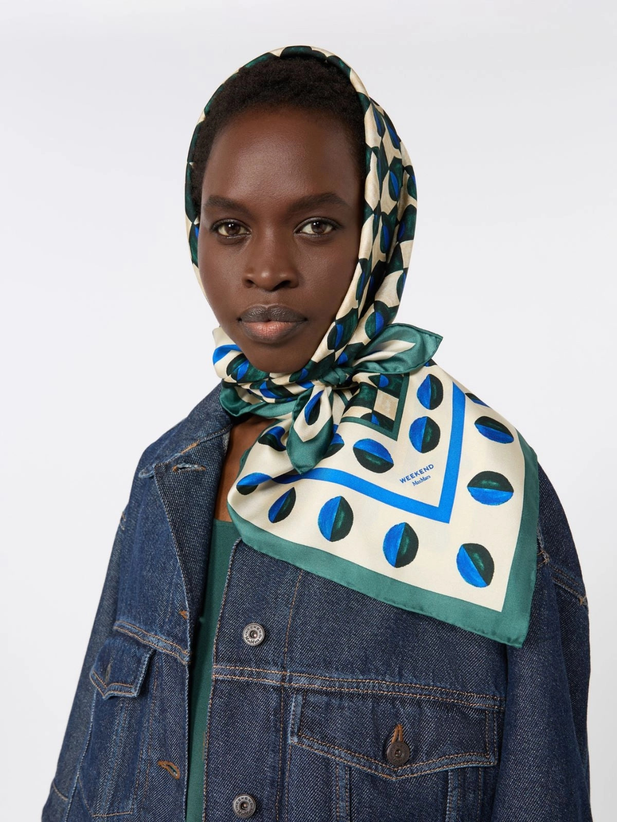 WEEKEND Foulard in seta stampata - VERDE SCURO WKAONESTO 002 WEEKEND 
